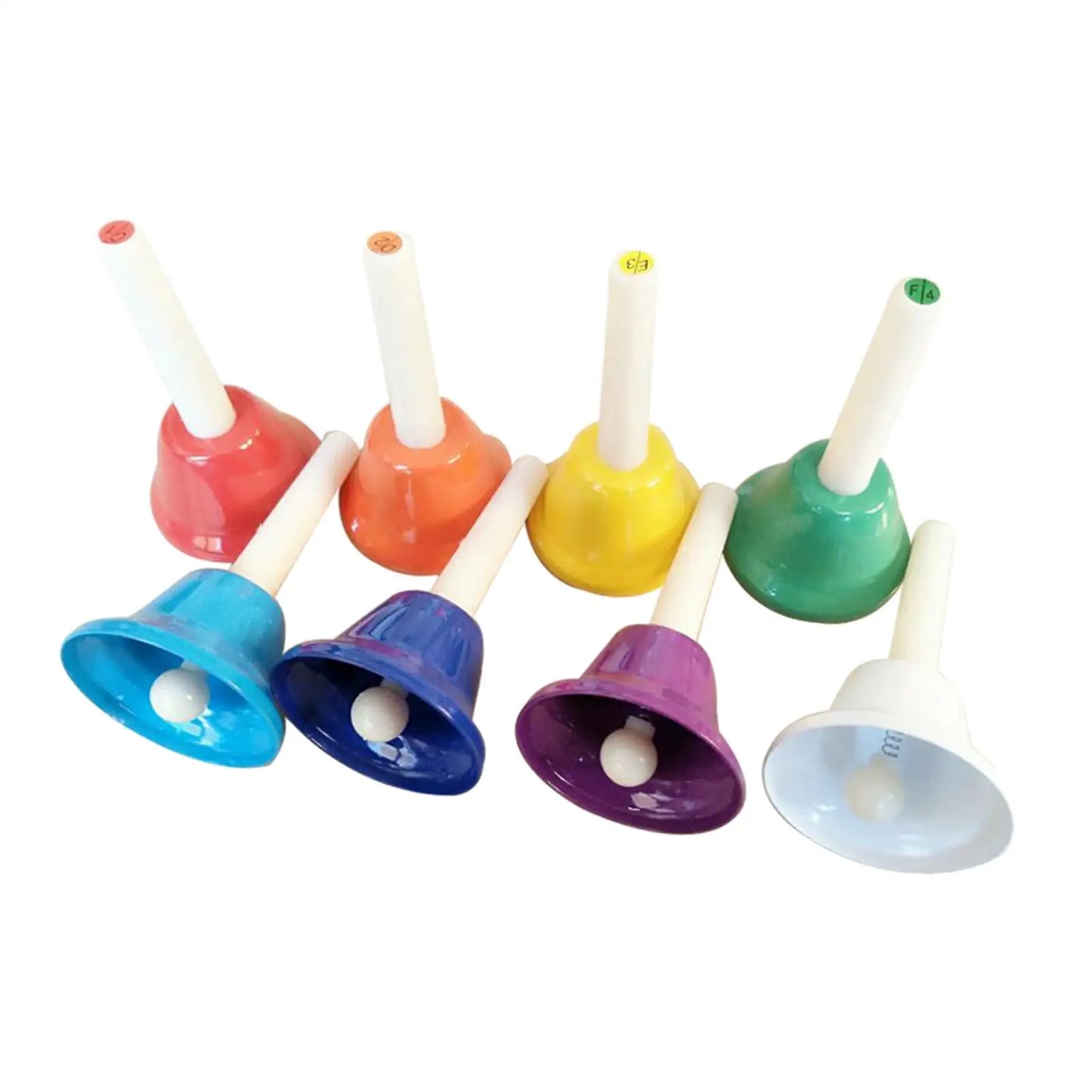 8Pcs Colorful Hand Bells Set - Diatonic Metal Percussion Musical Bells for Classroom and Party