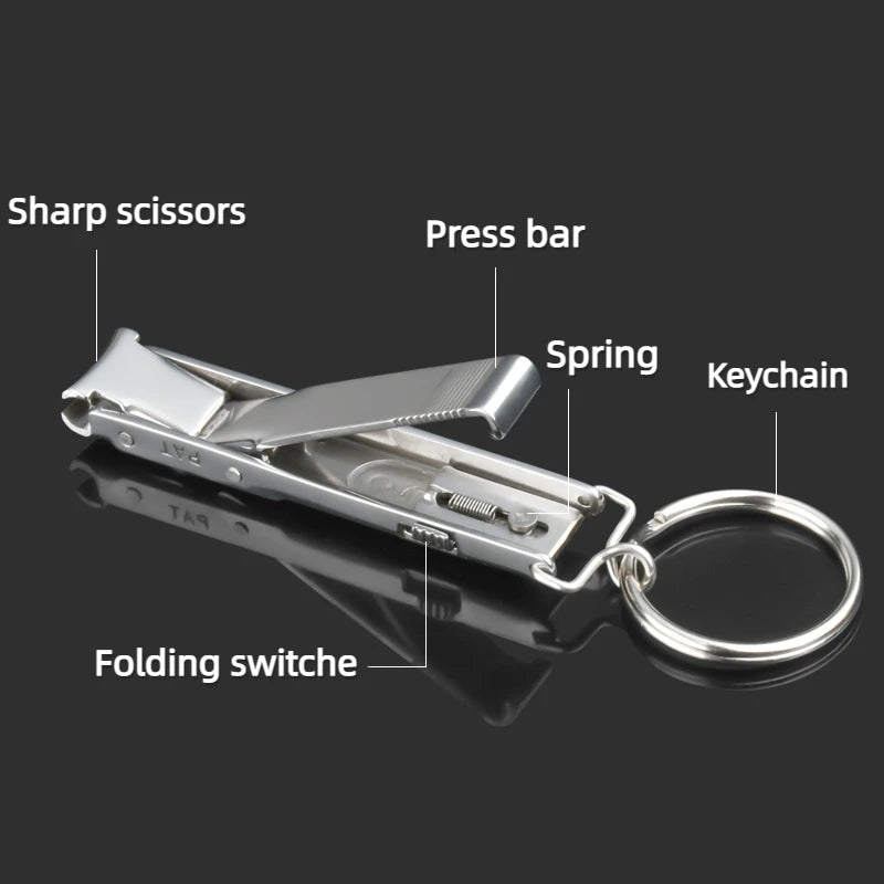 Ultra-Thin Foldable Stainless Steel Nail Clipper - Portable Toe and Fingernail Cutter for Manicure and Pedicure