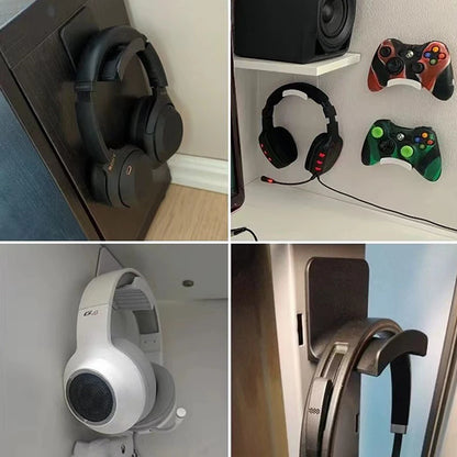 Universal Wall-Mounted Headphone Stand, Gaming Controller Holder, Under Desk Hanger Hook for Headset and Earphones