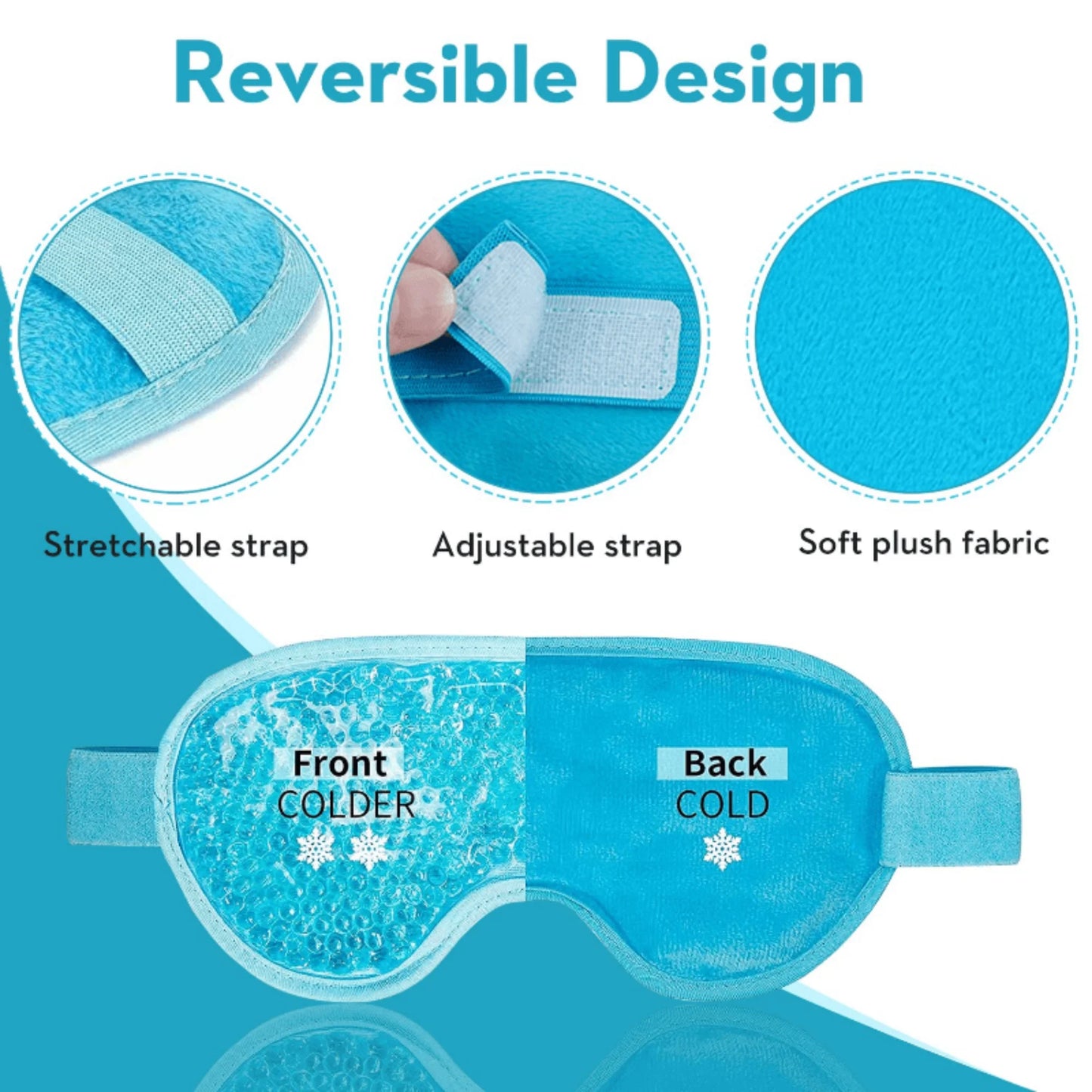 Reusable PVC Sleep Ice Bag with Cooling Gel - Ideal for Stress Relief, Headaches, Migraines, Puffiness, Dark Circles, Puffy and Dry Eyes