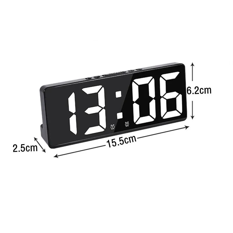 Digital Alarm Clock with Voice Control - Temperature Display, Snooze, Night Mode - Desktop Table Clock with Anti-disturb Function - 12/24H LED Watch