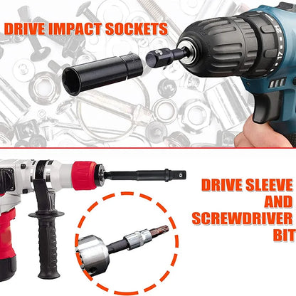 12-Piece Impact Socket Adapter & Reducer Set: Convert Power Drill to Nut Driver, 1/4" Extension Set for High-Speed Performance