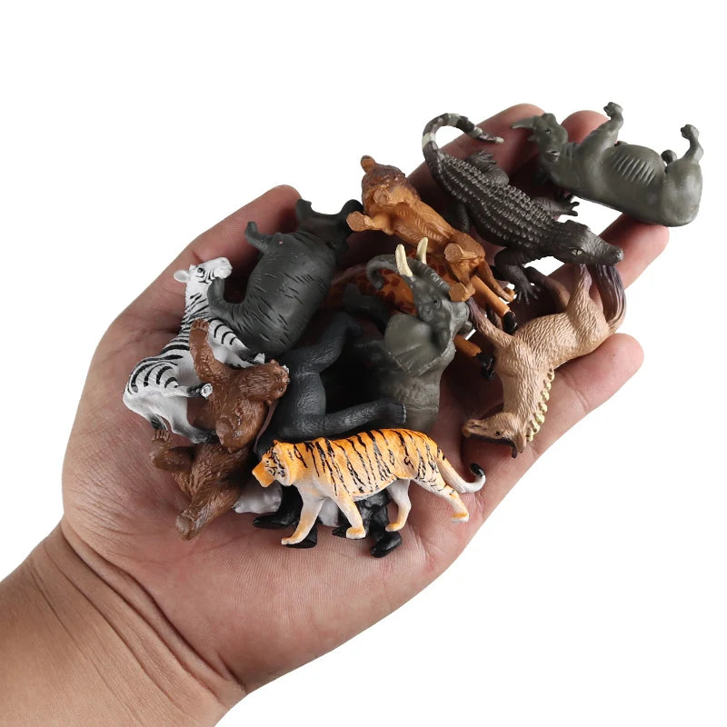 Oenux Montessori Miniature Animal Model Set - Lion, Shark, Horse, Dinosaur Figurines for Educational Play and Zoo-Themed Gifts for Kids