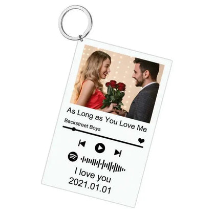 Personalized Clear Acrylic Spotify Keychain – Custom Scan Code for Music, Song, Singer Name and Album Cover, Perfect Gift for Men and Women