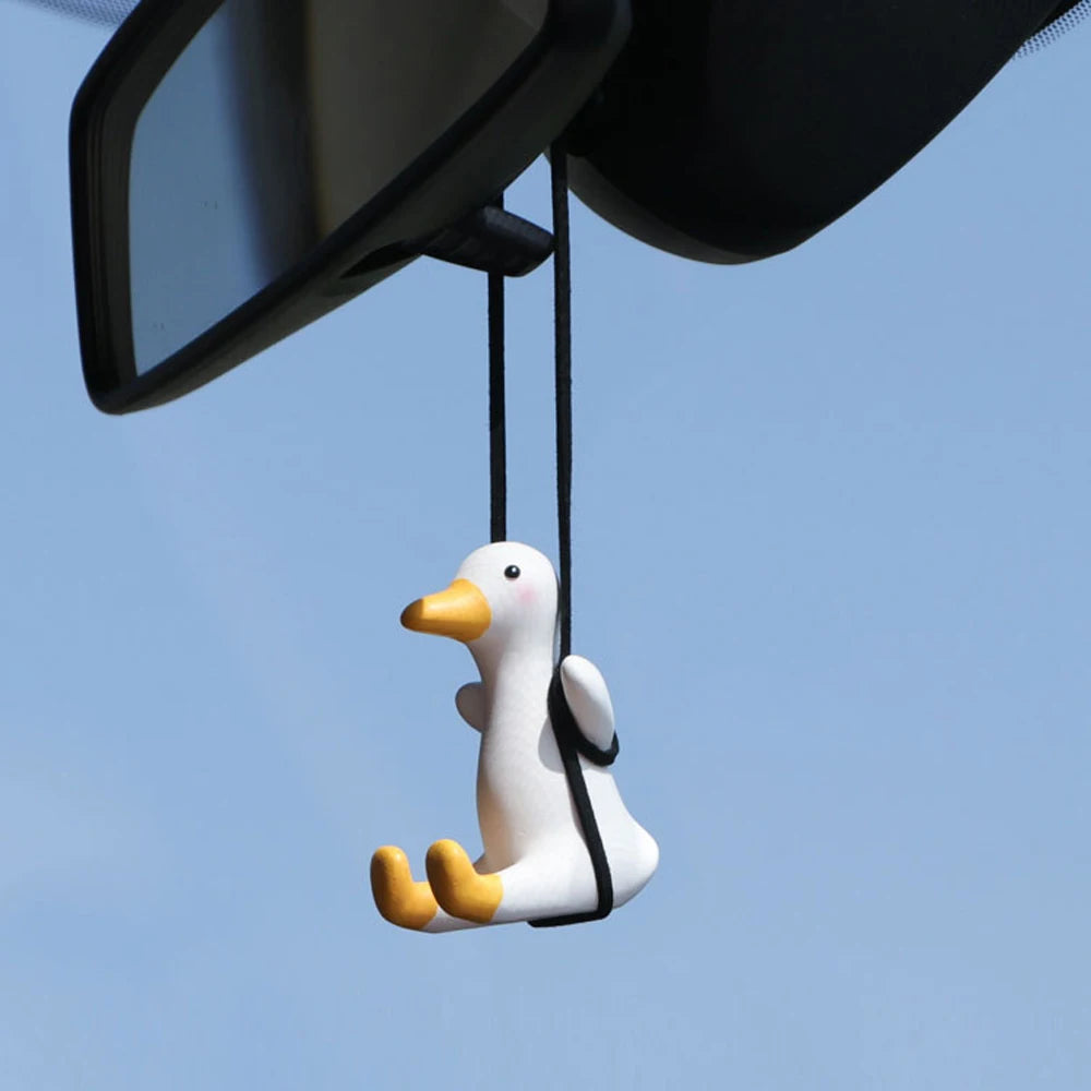 Car Fragrance Gypsum Cute Anime Swing Duck Pendant - Auto Rearview Mirror Ornaments, Birthday Gift Car Accessories