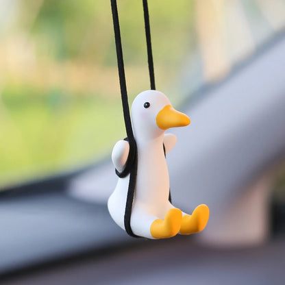 Car Fragrance Gypsum Cute Anime Swing Duck Pendant - Auto Rearview Mirror Ornaments, Birthday Gift Car Accessories