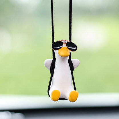 Car Fragrance Gypsum Cute Anime Swing Duck Pendant - Auto Rearview Mirror Ornaments, Birthday Gift Car Accessories