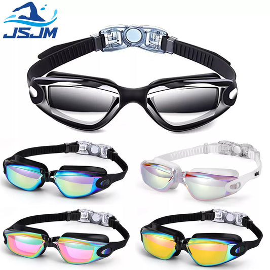 JSJM Professional Adult Swimming Goggles - Anti-Fog UV Protection Lens, Waterproof Adjustable Silicone Swim Glasses for Men and Women