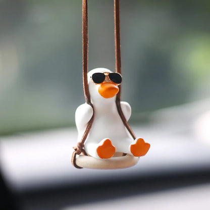 Car Fragrance Gypsum Cute Anime Swing Duck Pendant - Auto Rearview Mirror Ornaments, Birthday Gift Car Accessories