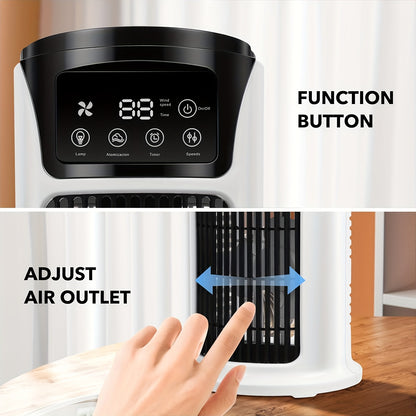 3-in-1 Portable Air Conditioner, Humidifier, Fan with Atmosphere Light – USB Powered, Ideal for Office and Home Use