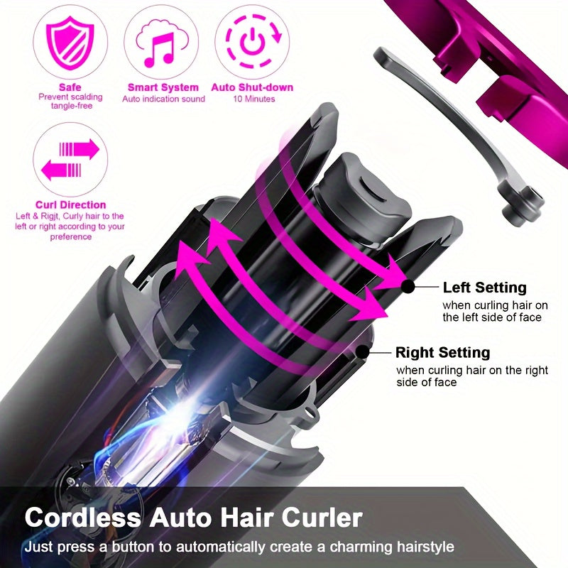 DELYOU Auto-Curler for Luscious Locks – Quick Charge USB, Ceramic, 5 Heat Settings, Tangle-Free – Ideal for Styling and Special Occasions – Elegant Gift Box Included