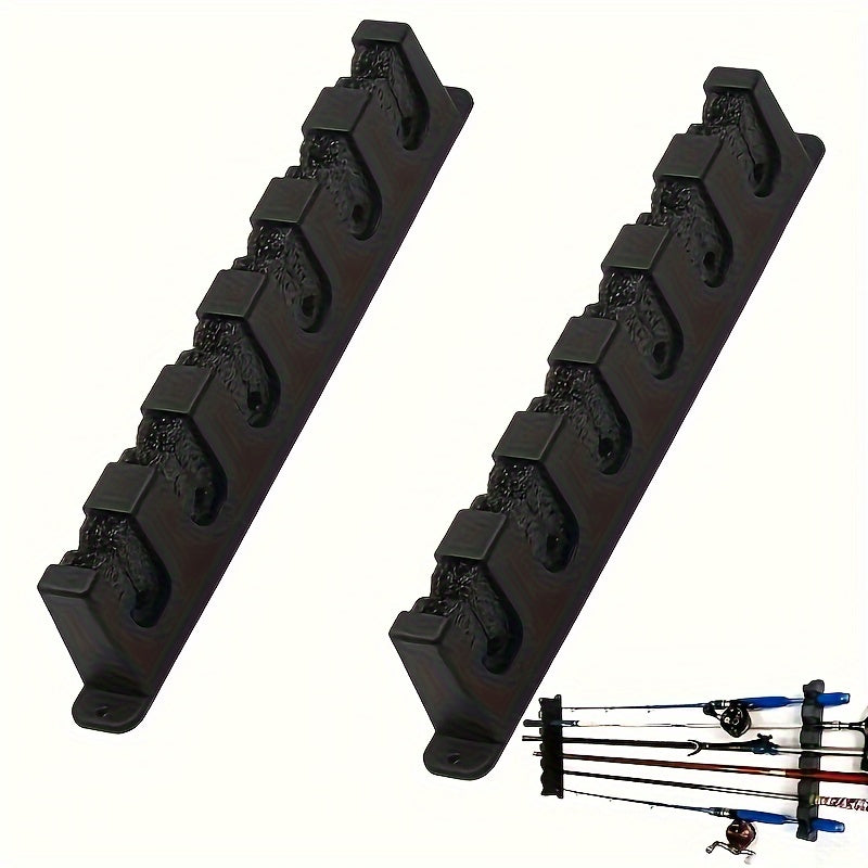 2pcs Fishing Rod Storage Racks – Horizontal Wall-Mounted Holders for 6 Fishing Poles – Space-Saving Display Solution