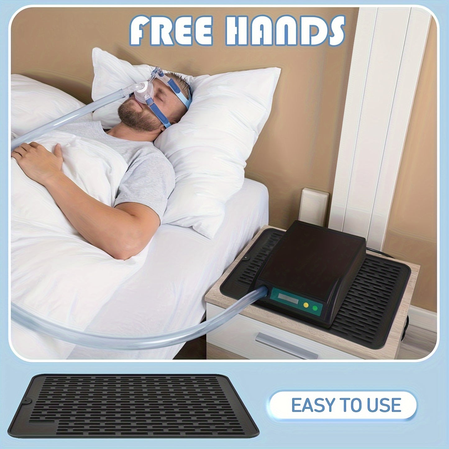 CPAP Machine Protector Mat - Silicone Bedside Table Cover, Dish Drying and Draining Mat, Dishwasher Safe Trivet for Kitchen