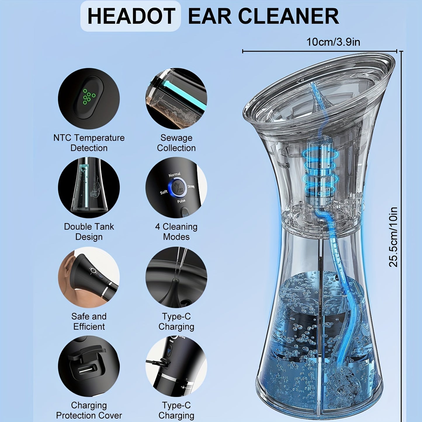 Advanced Ear Cleaning System - Water-Powered Irrigation Flusher for Safe, Effective Wax Removal - Gentle, Easy to Use with Enhanced Visibility