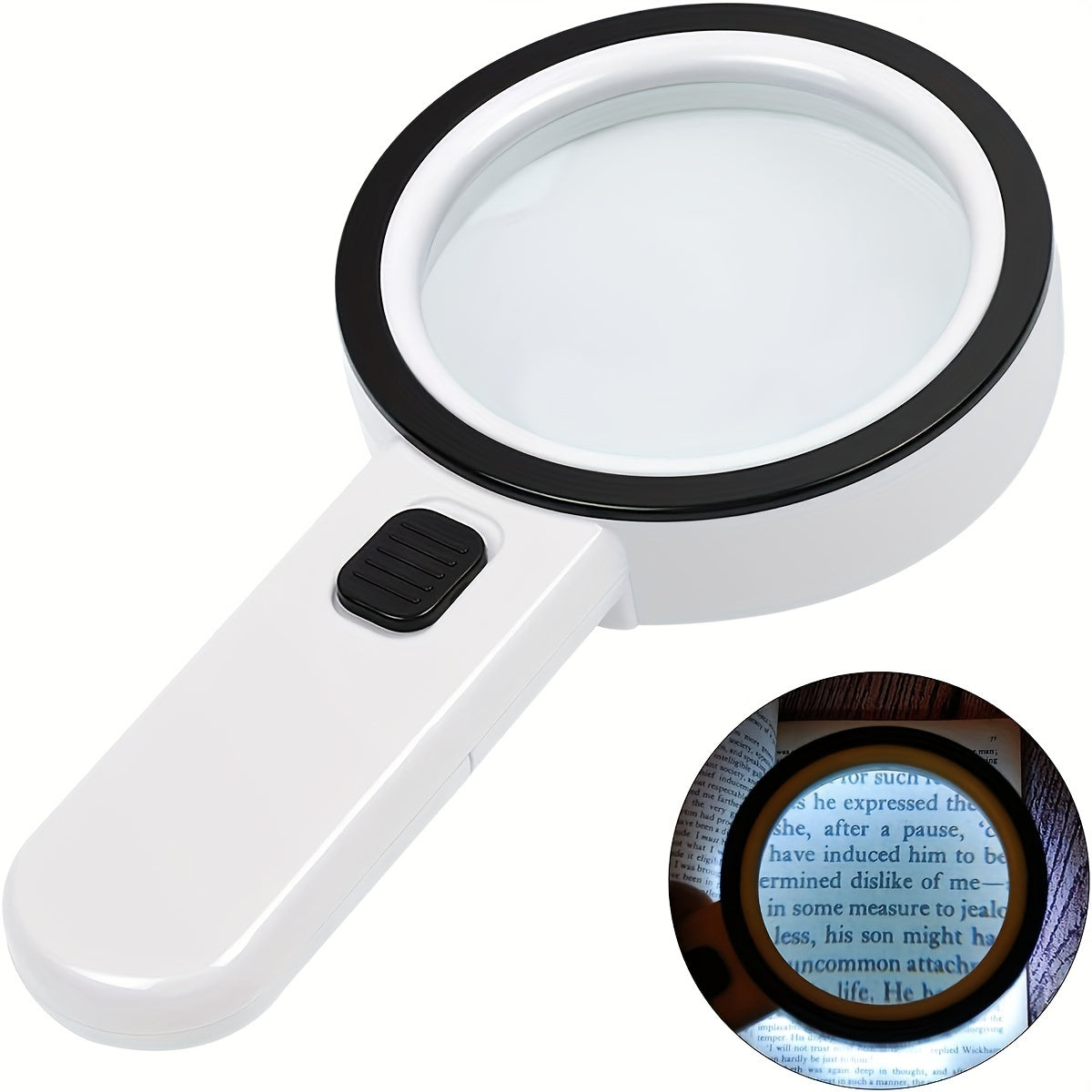 30X High-Power Handheld Magnifier with LED Lights - Battery-Operated Illuminated Magnifier for Reading, Coins, Jewelry and Seniors with Macular Degeneration