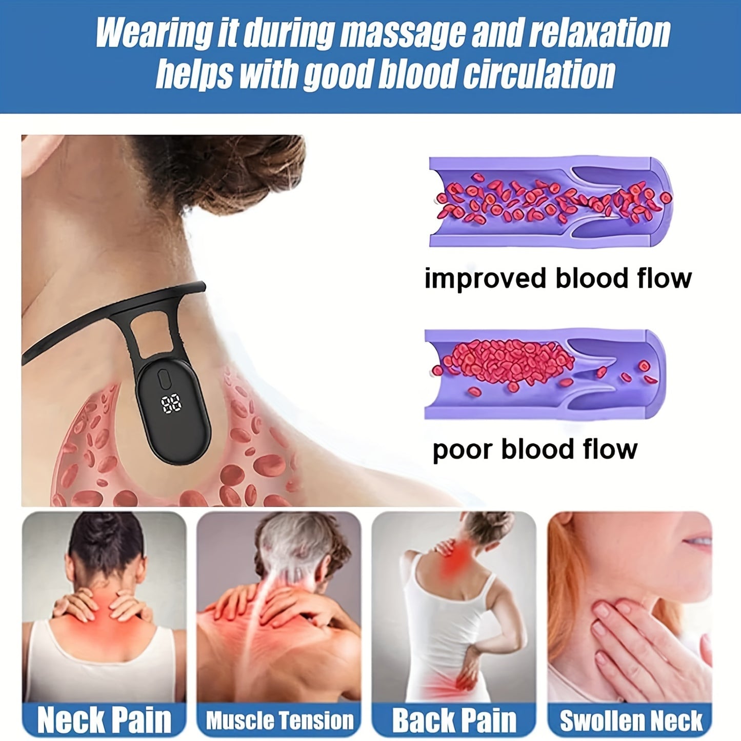 Soothing Neck Lymphatic Drainage Device - Portable Neck Massager for Body Shaping and Correct Posture, Belt Relief Massage Device for Adults