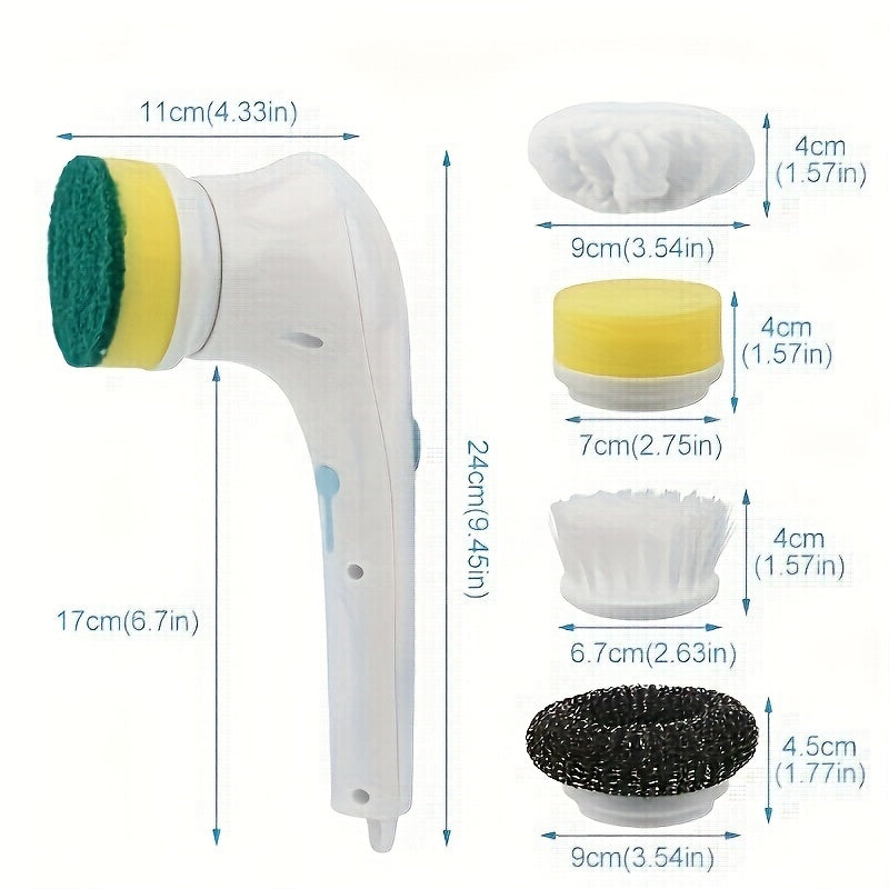 Electric Scrubber Set – Cordless Handheld Cleaning Brush with 5 Replaceable Brush Heads – Portable Spin Scrubber for Bathroom, Tub, Tiles, Floor, and Kitchen