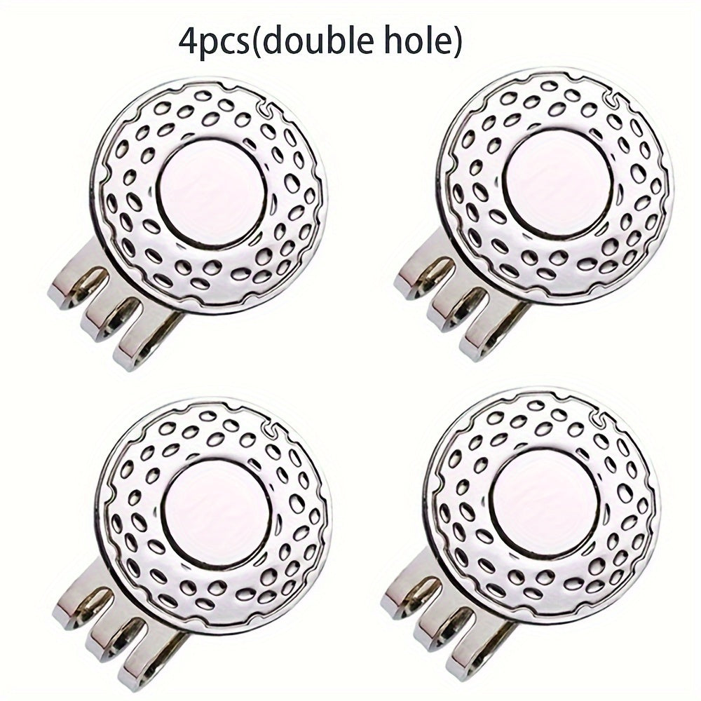 4pcs Magnetic Golf Hat Clips with 25mm Silvery Ball Markers – Easy Retrieval and Convenient Accessory for Golfers