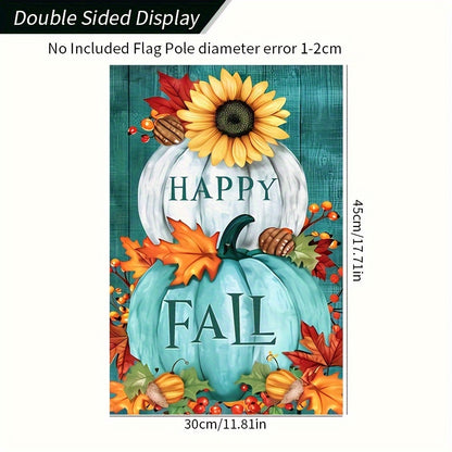 Autumn Bliss Garden Flag - 12x18 Inch, Double-Sided with Pumpkins, Sunflowers, and Maple Leaves Design, Durable Polyester for Fall, Game Day, and Farmhouse Decor, Outdoor Yard and Terrace Accent (Flagpole Not Included)