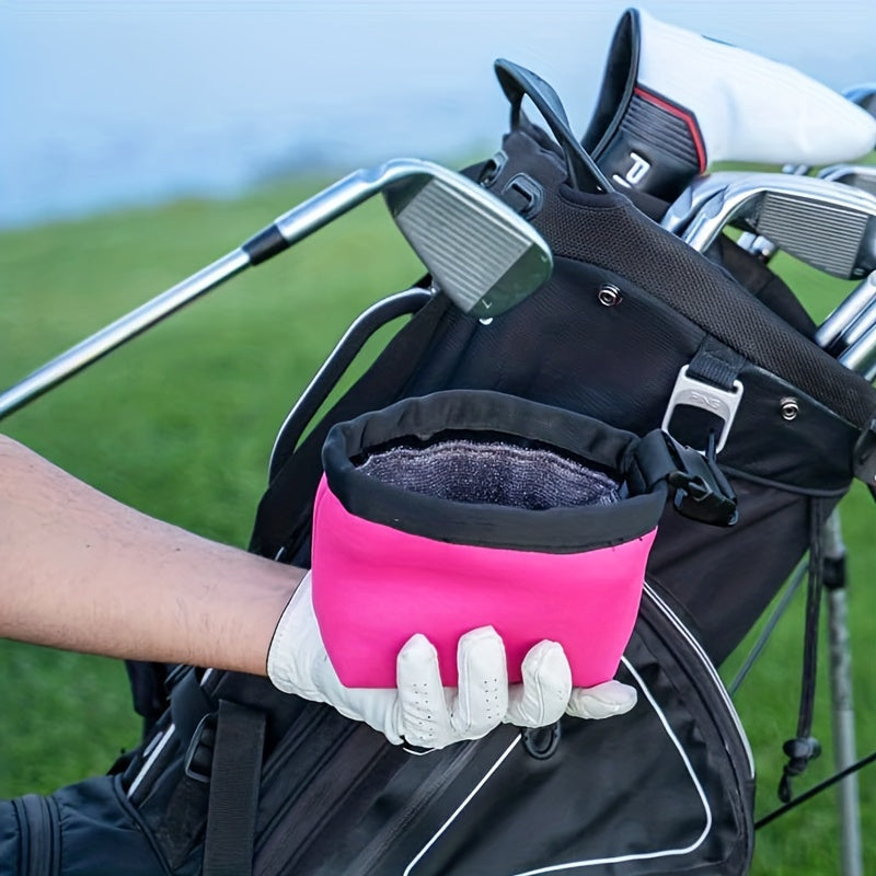 Portable Golf Club Cleaning Bag - Waterproof with Detachable Wiping System for Golf Balls and Clubs