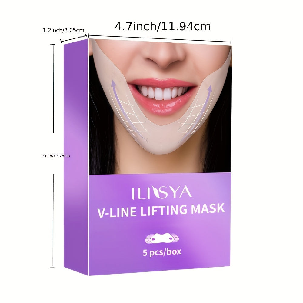 5pcs V-Line Lifting Mask Box - Caffeine Face Mask for Firming, V-Shape Lift, Tightening, and Moisturizing Skin Care for Double Chin