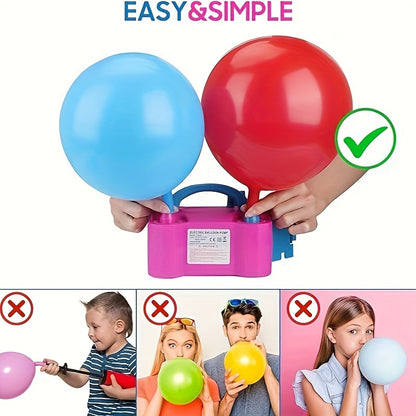 Portable Dual Nozzle Electric Air Balloon Pump and Tying Tool – Fast Inflation, Easy Tying, Space-Saving Design for Party Decorations and Events