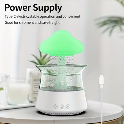 Compact Zen Rain Cloud Aromatherapy Diffuser – Quiet, USB-Powered Mood Enhancer with Nightlight and Atomization – Perfect for Serene Sleep