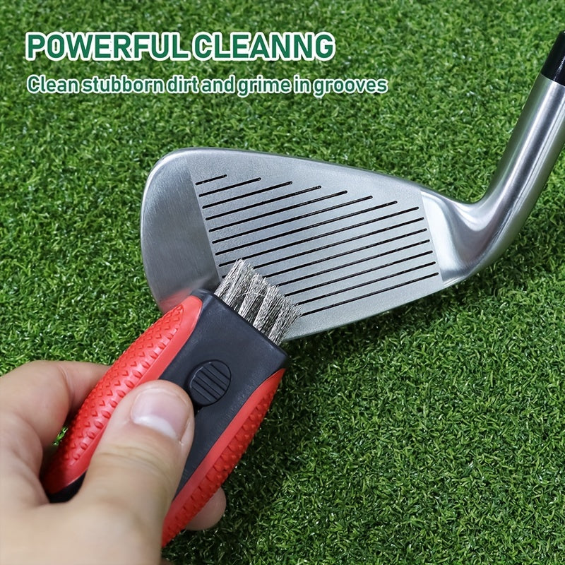 Retractable Pocket Golf Club Cleaning Brush – Dual-Sided Wire Brush Groove Cleaner, Essential Golf Accessory