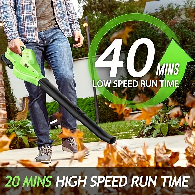 20V Cordless Leaf Blower Kit - Includes 2 Batteries and Charger, Lightweight Electric Handheld Blower for Lawn Care, Green