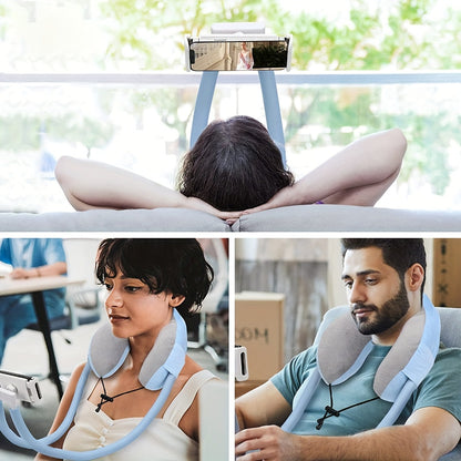 U-Shaped Neck Pillow - Ergonomic Neck Support, Portable Travel Accessory | Comfortable Bedside Companion, Hands-Free Phone Holder | Imported Quality, Popular with Internet Celebrities