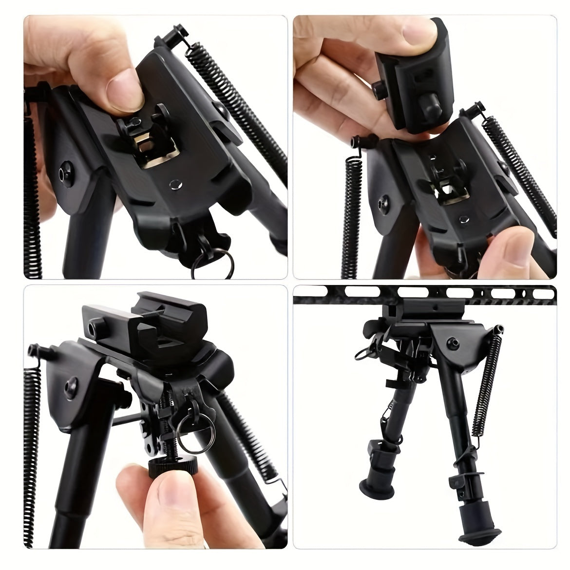 Precision Tactical Rifle Bipod - Adjustable 6-9 Inch Height with Spring Return, Aircraft Grade Aluminum - Compact & Lightweight for Enhanced Stability and Accuracy