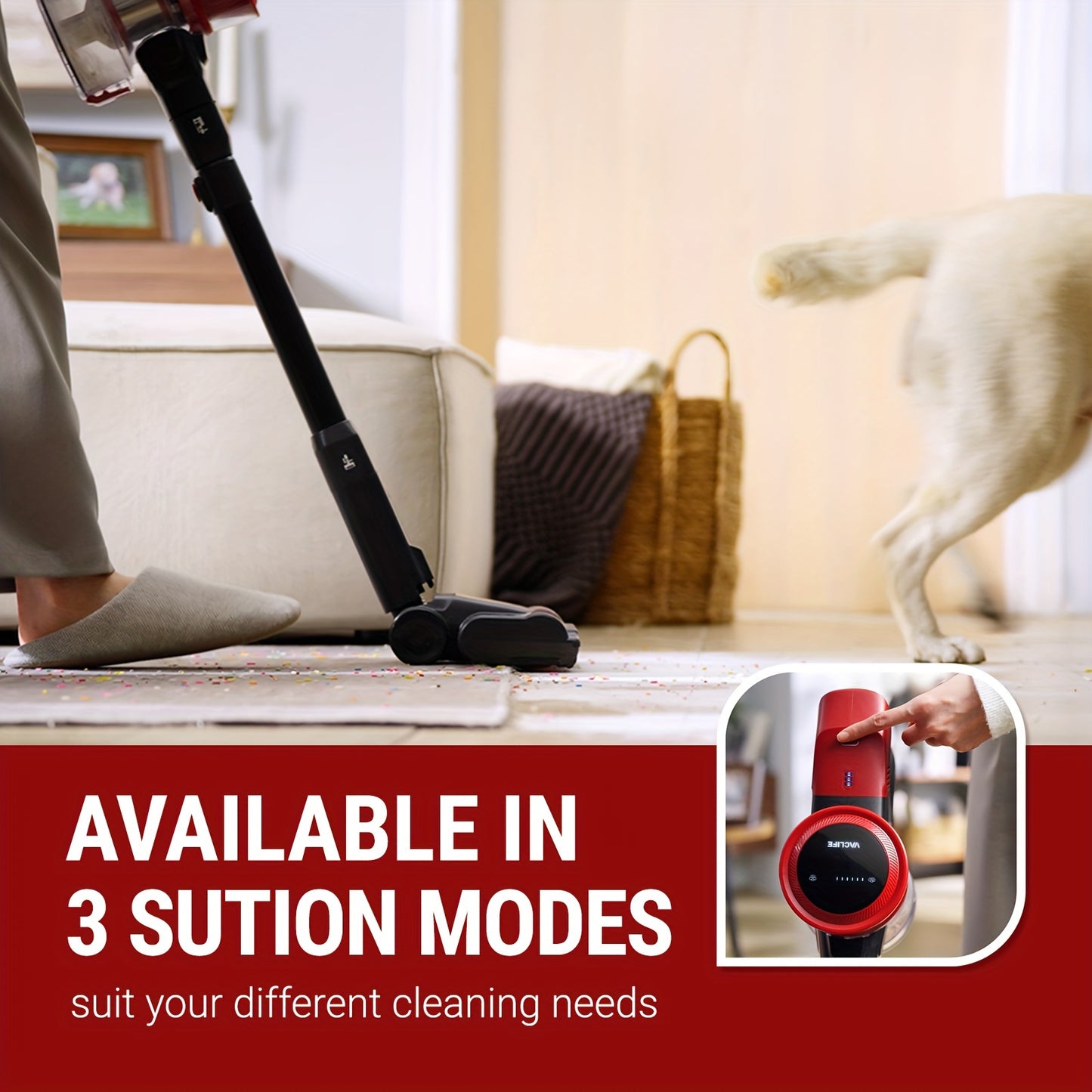 VacLife Cordless Vacuum Cleaner - 45-Min Max Runtime, Powerful Rechargeable Stick Vacuum for Pet Hair, Carpet, and Hard Floors - Lightweight, Strong Suction, Easy Maneuverability