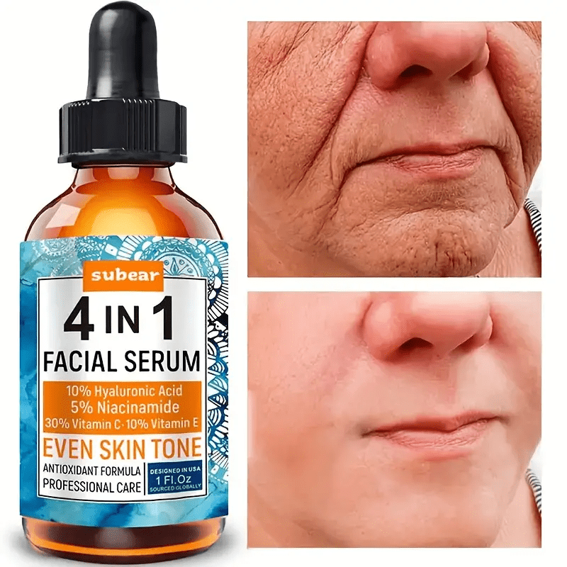 2PCS 4-In-1 Facial Serum - Hydrates, Firms, Reduces Fine Lines and Wrinkles with Hyaluronic Acid and Vitamin C, 30ml/1oz