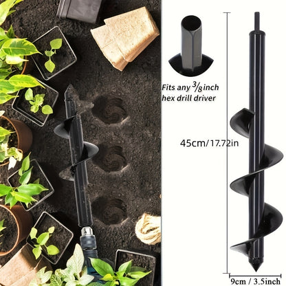 2pcs Auger Drill Bit Set for Gardening – 3/8 In Hex Drive, Non-Electric, Time-Saving Tool for Bedding Plants and Umbrella Holes, Available in 1.6x16 & 3.5x16 Inches