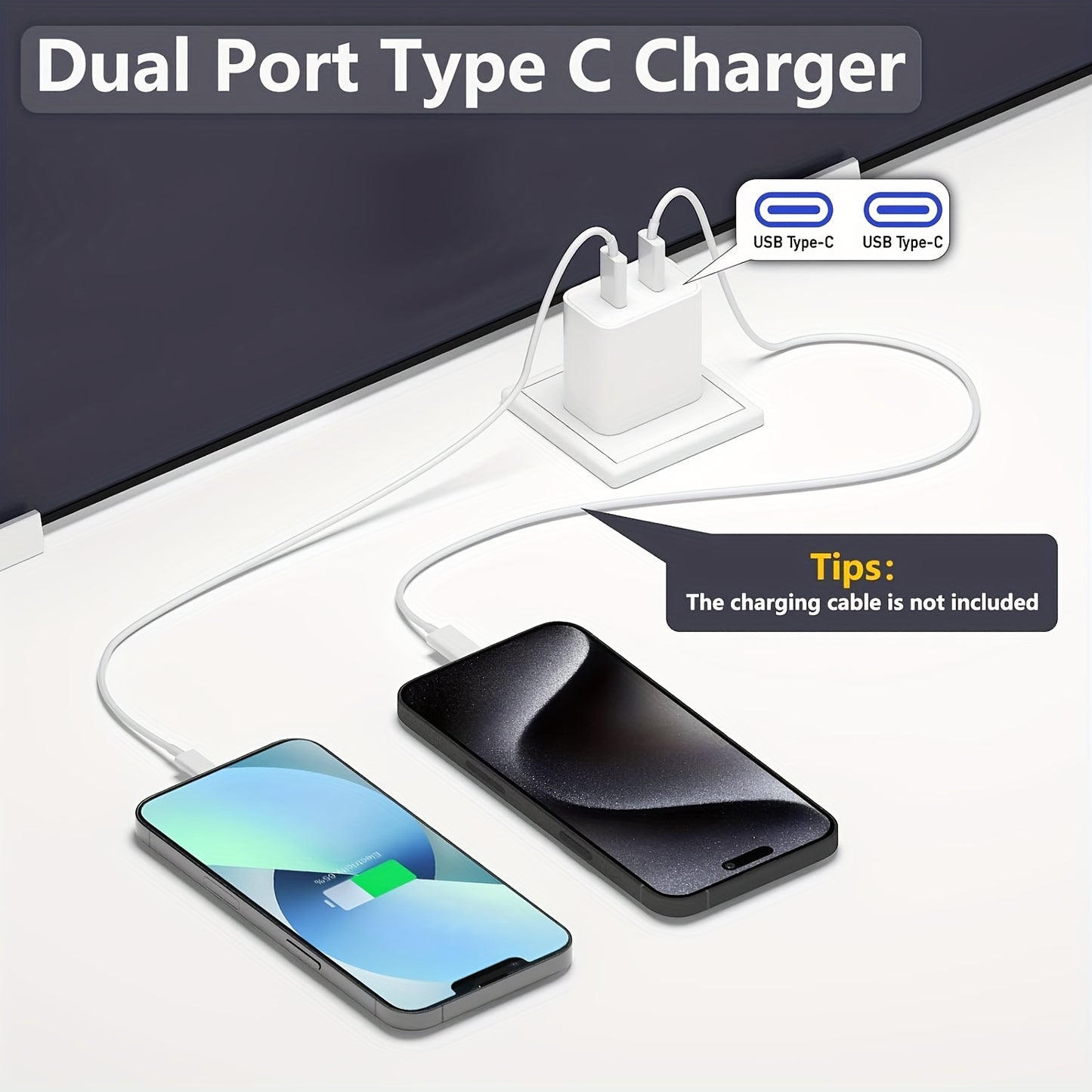 US PD 20W Fast Wall Charger: Dual-Port USB and Type-C Power Adapter for iPhone, Mobile Phones, and Travel