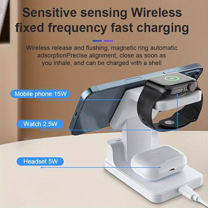 Four in One Magnetic Wireless Charger with Digital Display - High-Efficiency Charging for Multiple Devices