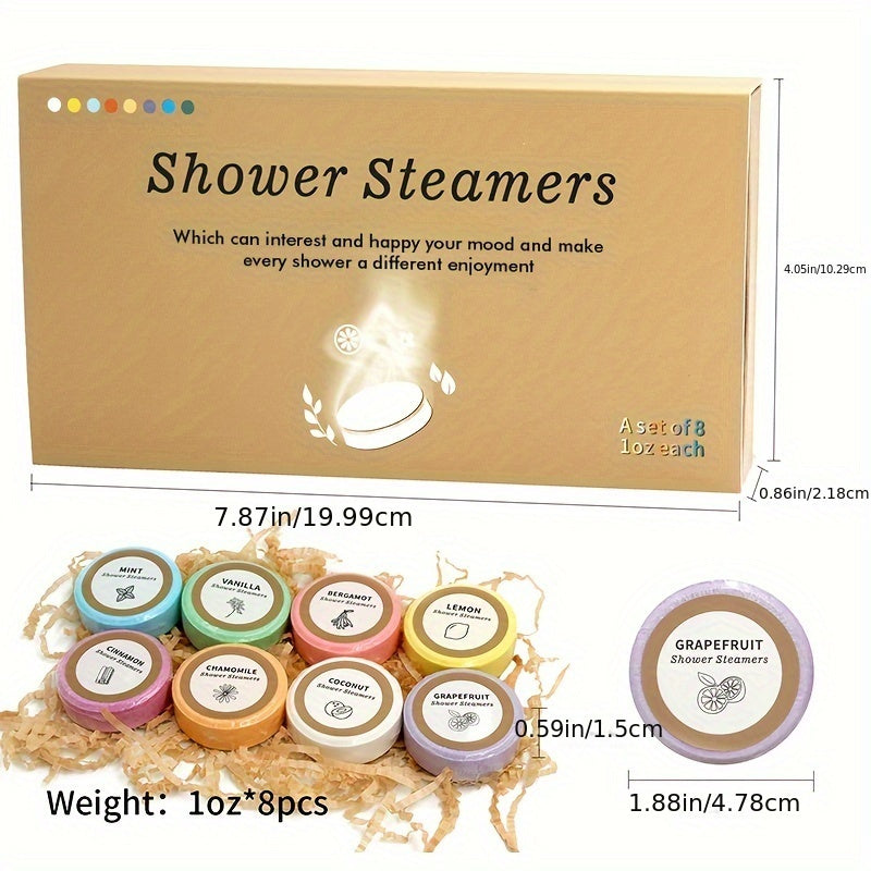 Shower Steamers Variety Pack - 8 Essential Oil Shower Bombs for Self-Care and Relaxation, Perfect Gift for Women and Men