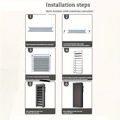 Combination Shoe Rack - Large Capacity Dustproof Shoe Cabinet, Multi-Layer Cloth Storage, Easy to Assemble Floor Standing Shoe Organizer for Bedrooms and Dormitories
