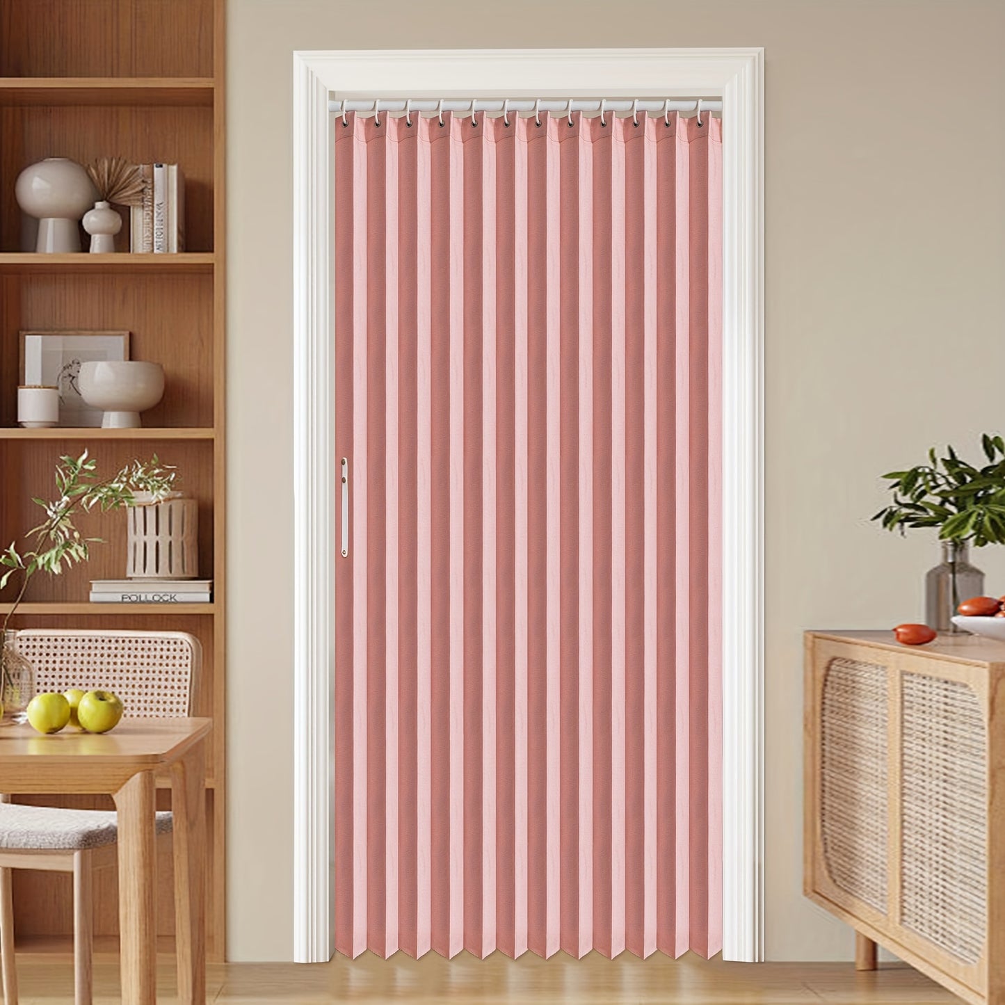 Colorful Magnetic Folding Door Curtain – Easy Setup, Space-Saving Divider for Home and Business – Vibrant Artistic Design, Machine Washable Polyester