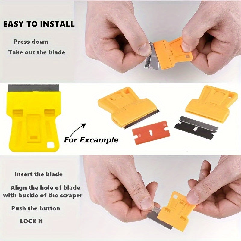 2pcs Mini Razor Blades Scraper - Removes Decals, Stickers, Old Glue, Glass and Car Window Film, Paint, Labels, and Debris