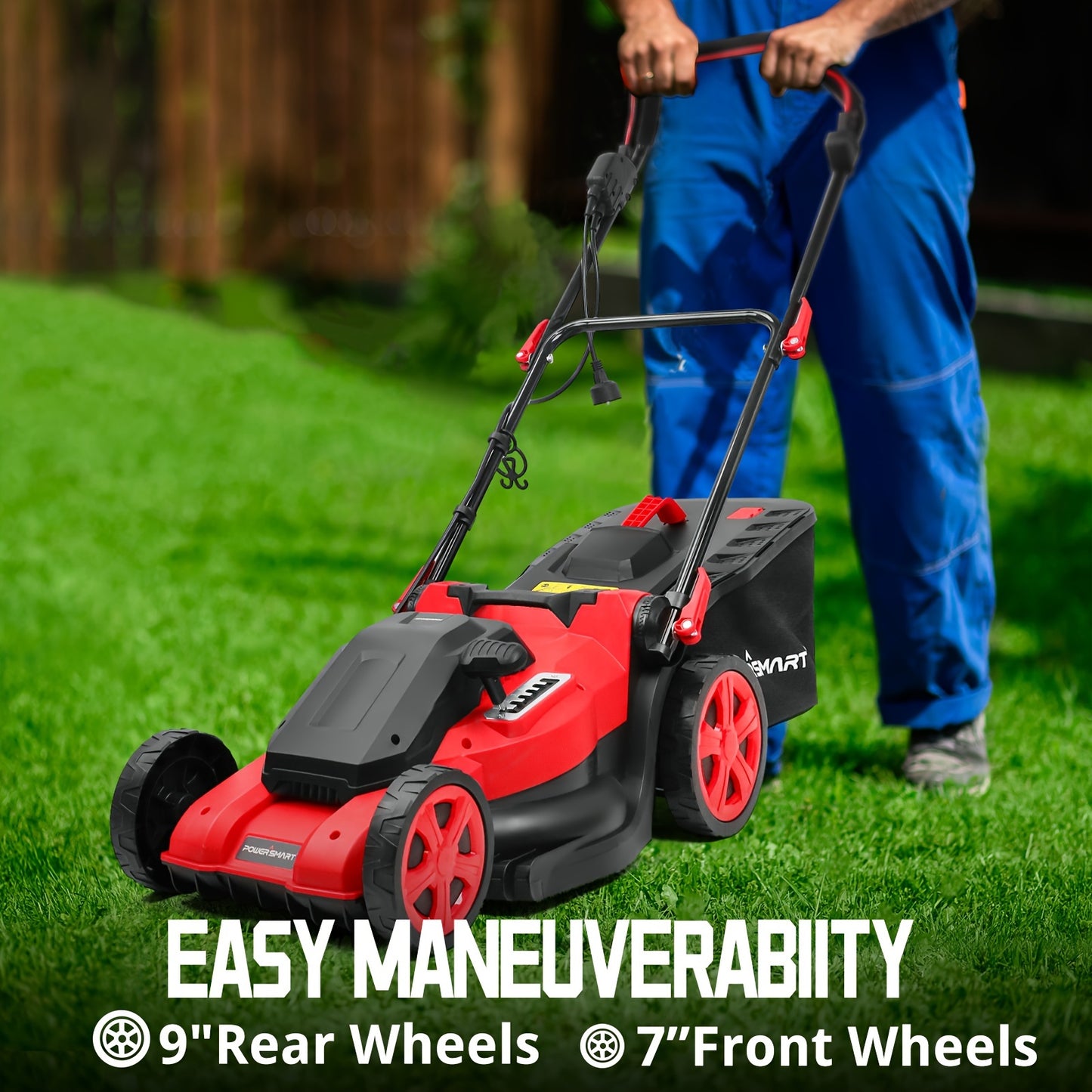 13.5 Amp PowerSmart Pro - 17 Inch Corded Electric Walk-Behind Lawn Mower, Efficient Yard Trimming and Edging with Easy Push Button Start