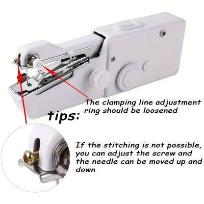 1pc Handheld Sewing Machine - Mini Portable Sewing Tool for Fabric and Clothing, Quick Stitch Device ( Battery Not Included, Requires 4 AAA Batteries )