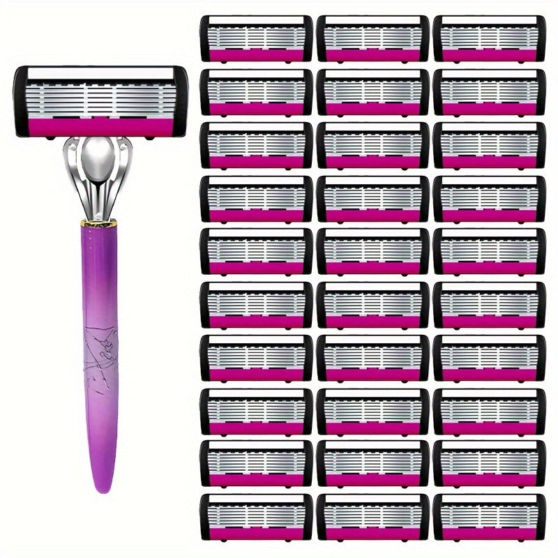 Women's 6-Layer Stainless Steel Blade Razor – Non-Electric, Unscented for Smooth, Close Shave, Ideal for Leg Hair Removal and Personal Care