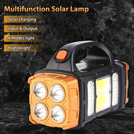 Rechargeable Multi-Functional Portable Solar Flashlight Lantern - 1500mAh Emergency Torch with USB Charging, Red Light Mode, SOS Function, Adjustable Brightness | Ideal for Camping, Fishing, Hiking, Emergencies