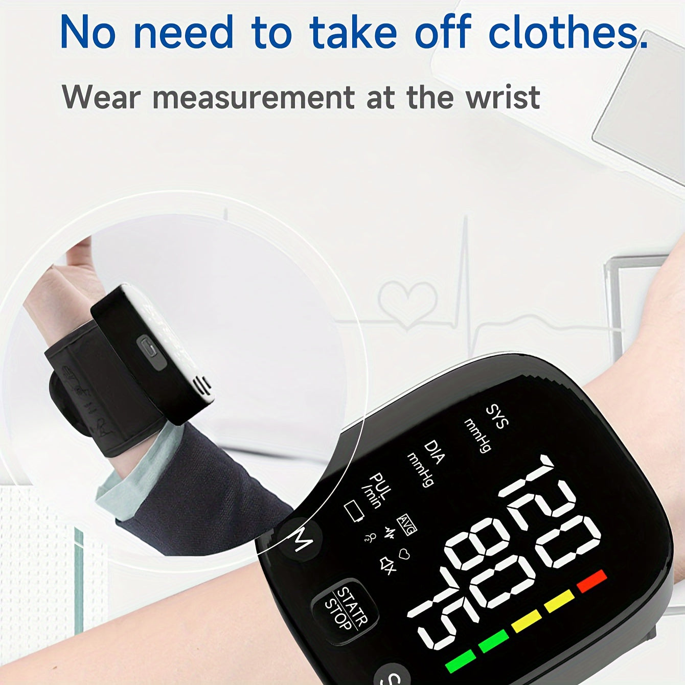 LED Rechargeable Wrist Blood Pressure Monitor – Intelligent Voice Broadcast with Storage Box (Built-in Lithium Battery)