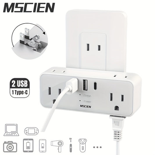 6 Outlets Wall Charger with 3 USB Ports – Hidden Plug 2-Prong to 3-Prong Outlet Adapter for America