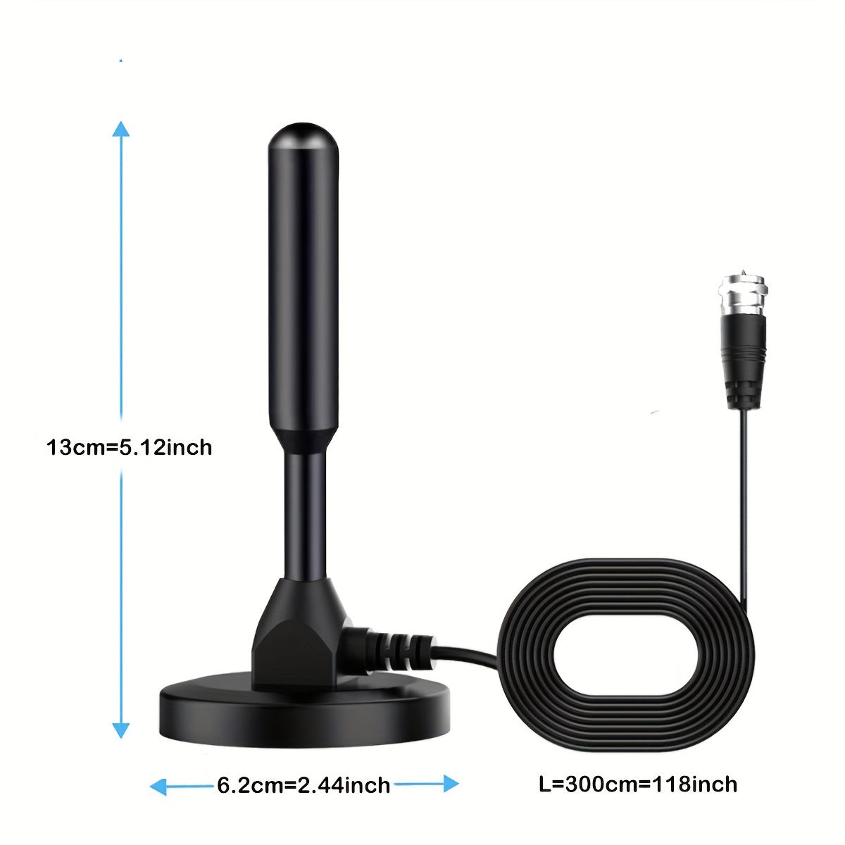 2024 Upgraded Indoor HDTV Antenna - 360° Long Range, Strong Magnetic Base, 4K 1080P UHF VHF, USB Powered - No Battery Required