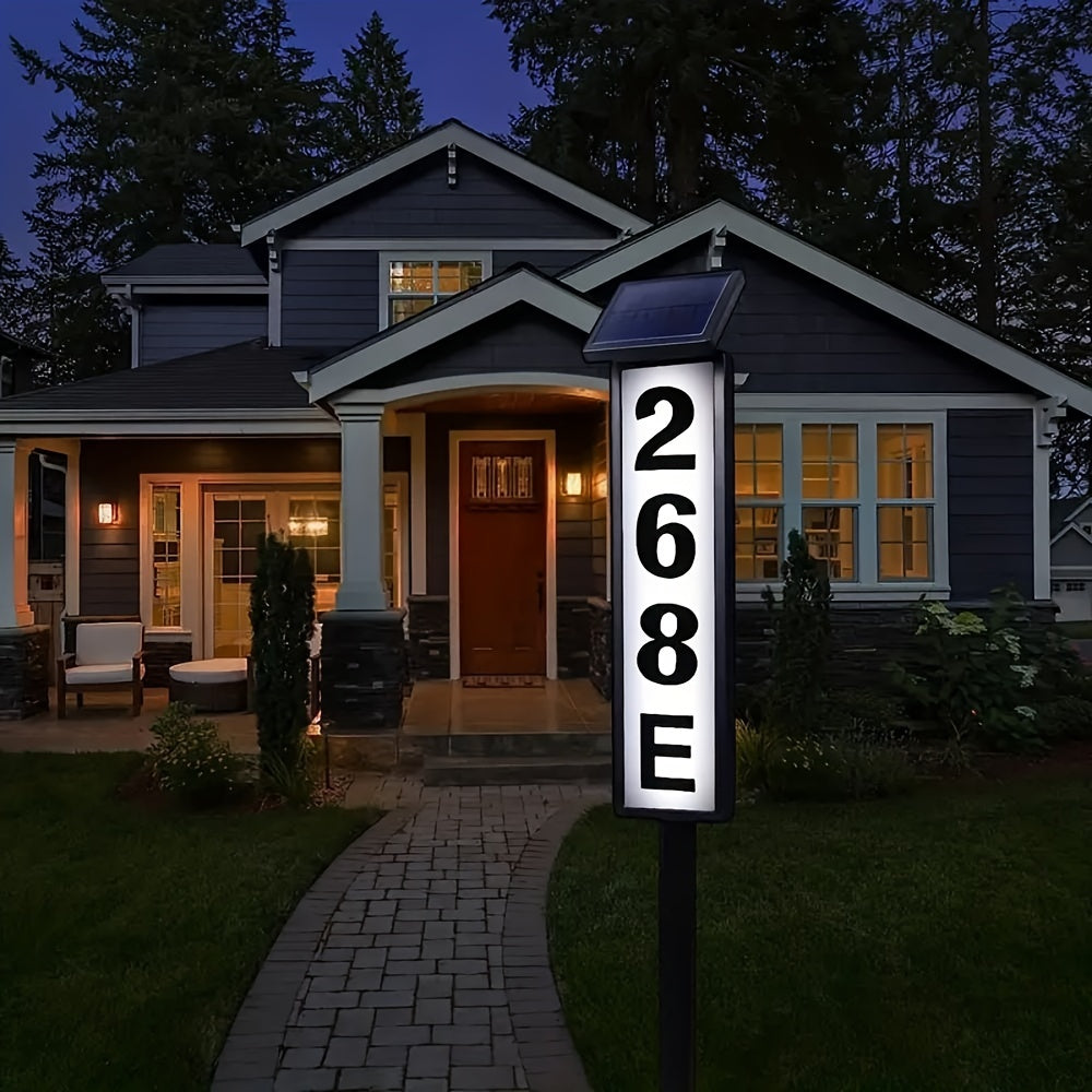 Solar-Powered LED Column Sign Light - Switchable White/Warm House Number Lighting, Automatic Night Activation, IP44 Waterproof - Ideal for Homes, Businesses and Address Signage, No Wiring Required