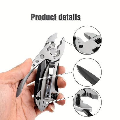 Stainless Steel Multi-Purpose Pocket Pliers - Adjustable Folding Tool with S2 Batch Head, Lightweight Outdoor Multi-Tool Kit