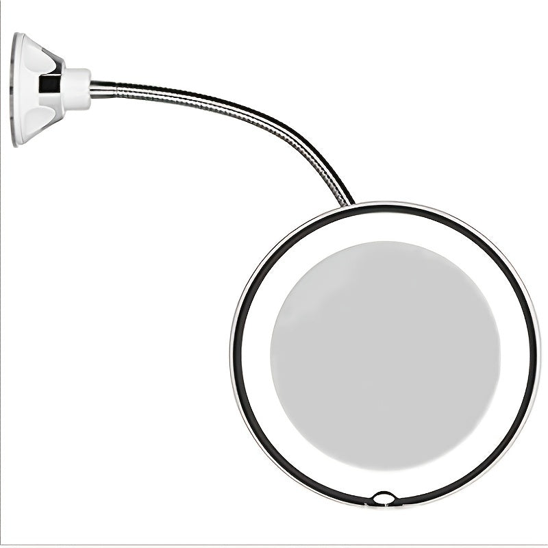 10x Magnifying LED Makeup Mirror – 360-Degree Rotating Arm with Locking Suction Cup, Ideal for Home and Bathroom Vanity